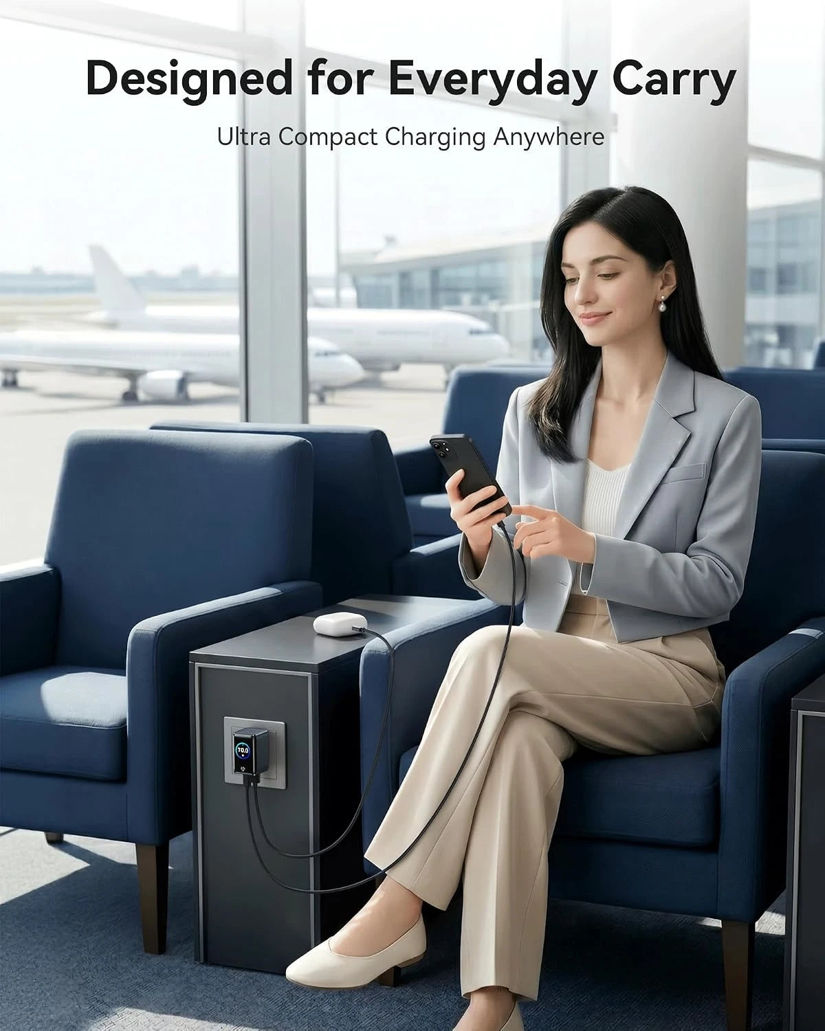 MOKiN 70W GaN Charger with USB-C Fast Charging and Smart Touch Display