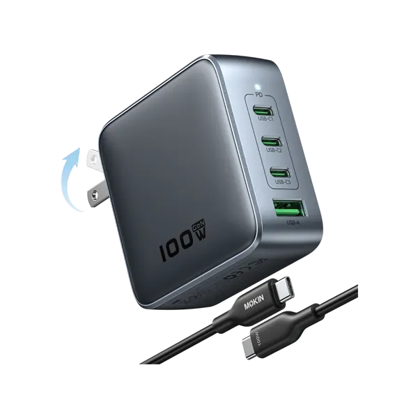 MOKiN 100W Foldable and Compact USB C GaN Charger (4 Ports)