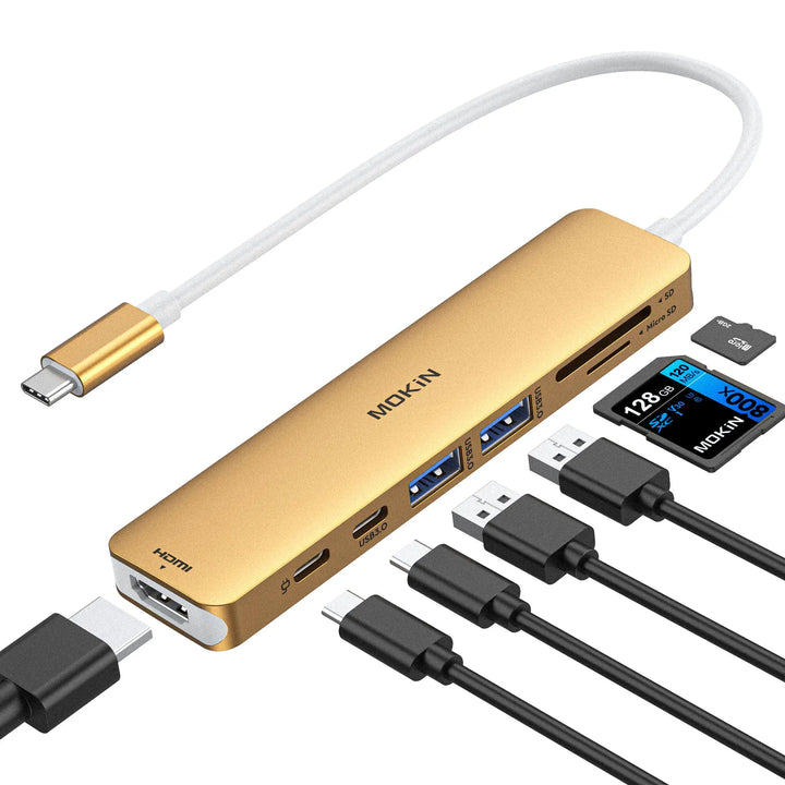 MOKiN 7 in 1 USB C Dongle with HDMI/PD/USB/SD/TF Ports