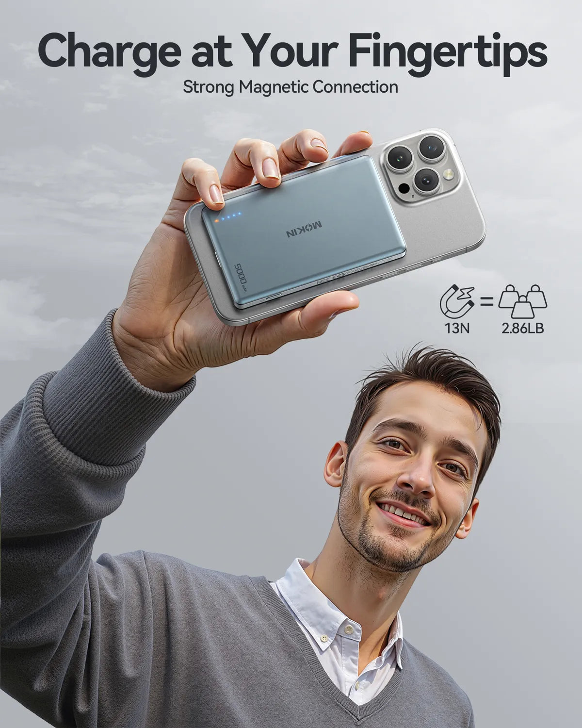 MOKiN Magnetic 15W Qi2 Wireless Power Bank 5000mAh（Charge at your fingertips）