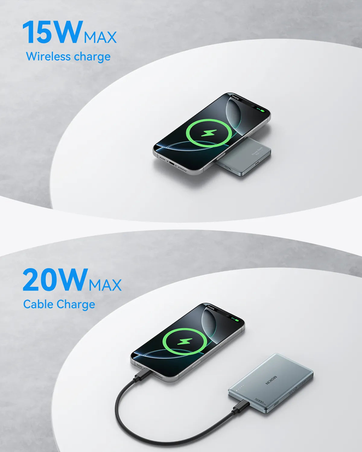 MOKiN Magnetic 15W Qi2 Wireless Power Bank 5000mAh - Magsafe Charger for iPhone