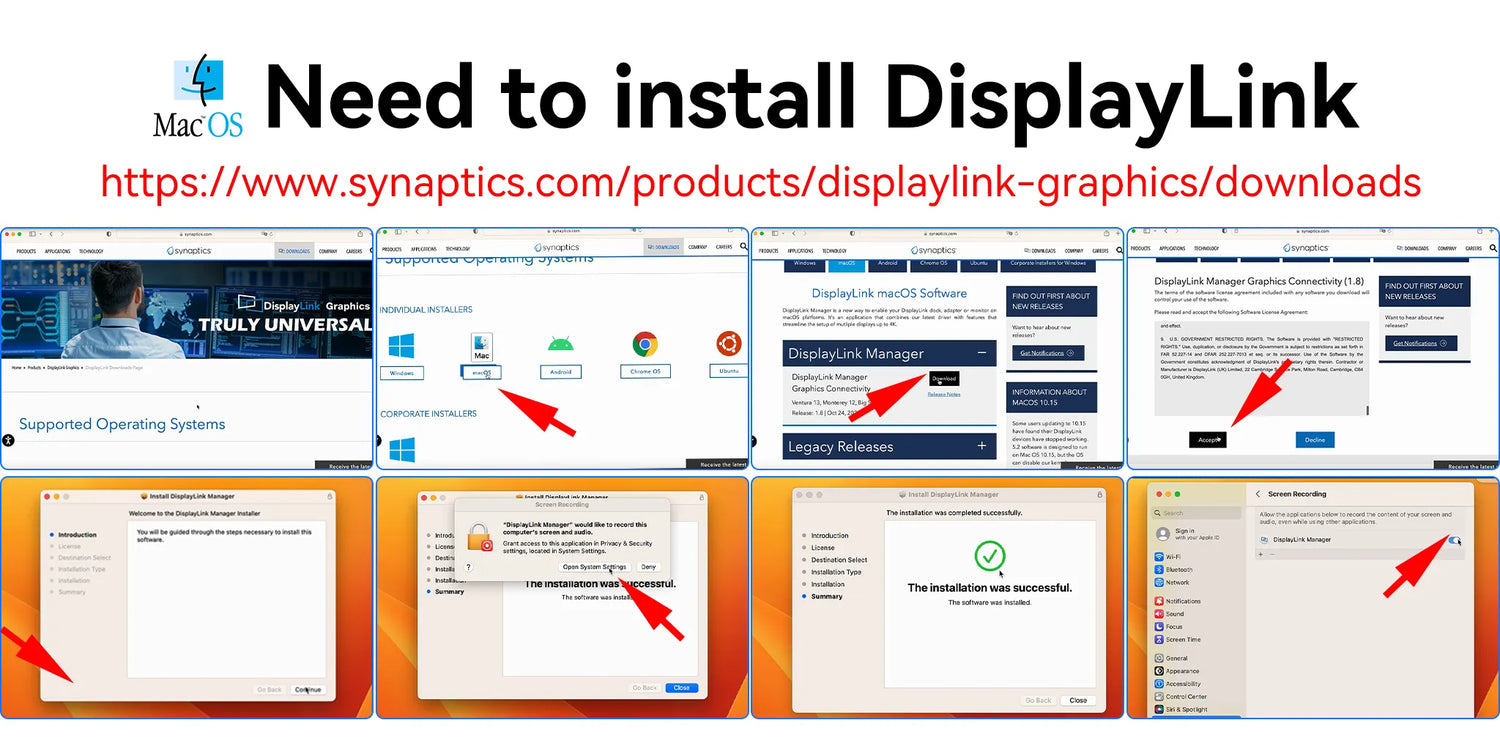 Install DispalyLink Steps on MacOS