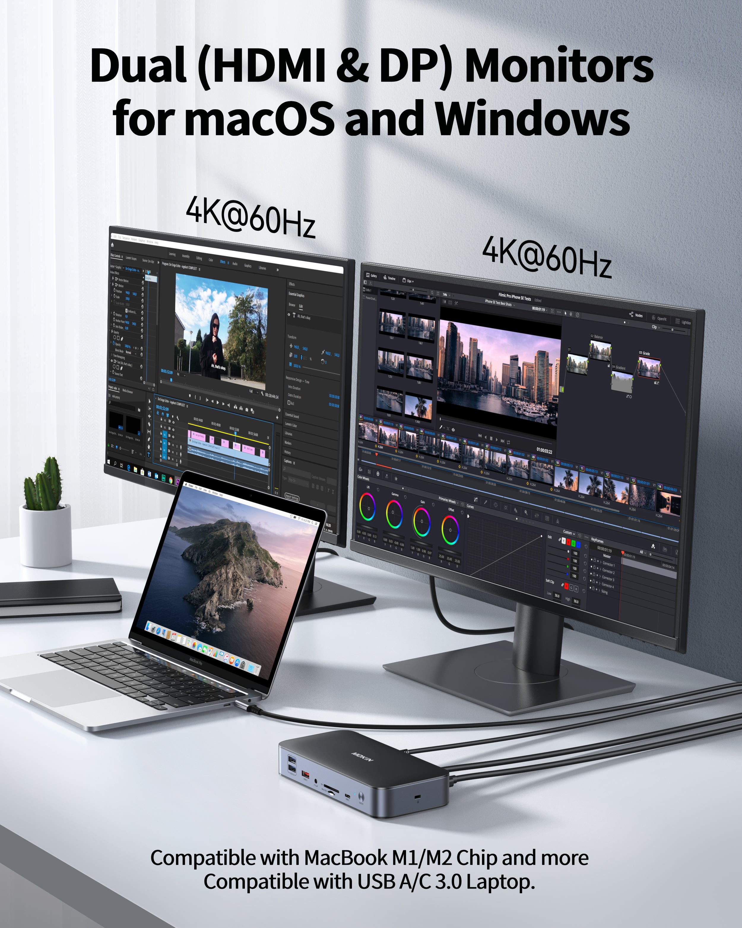 MOKiN 15-in-1 DisplayLink Dual Monitor Docking Station