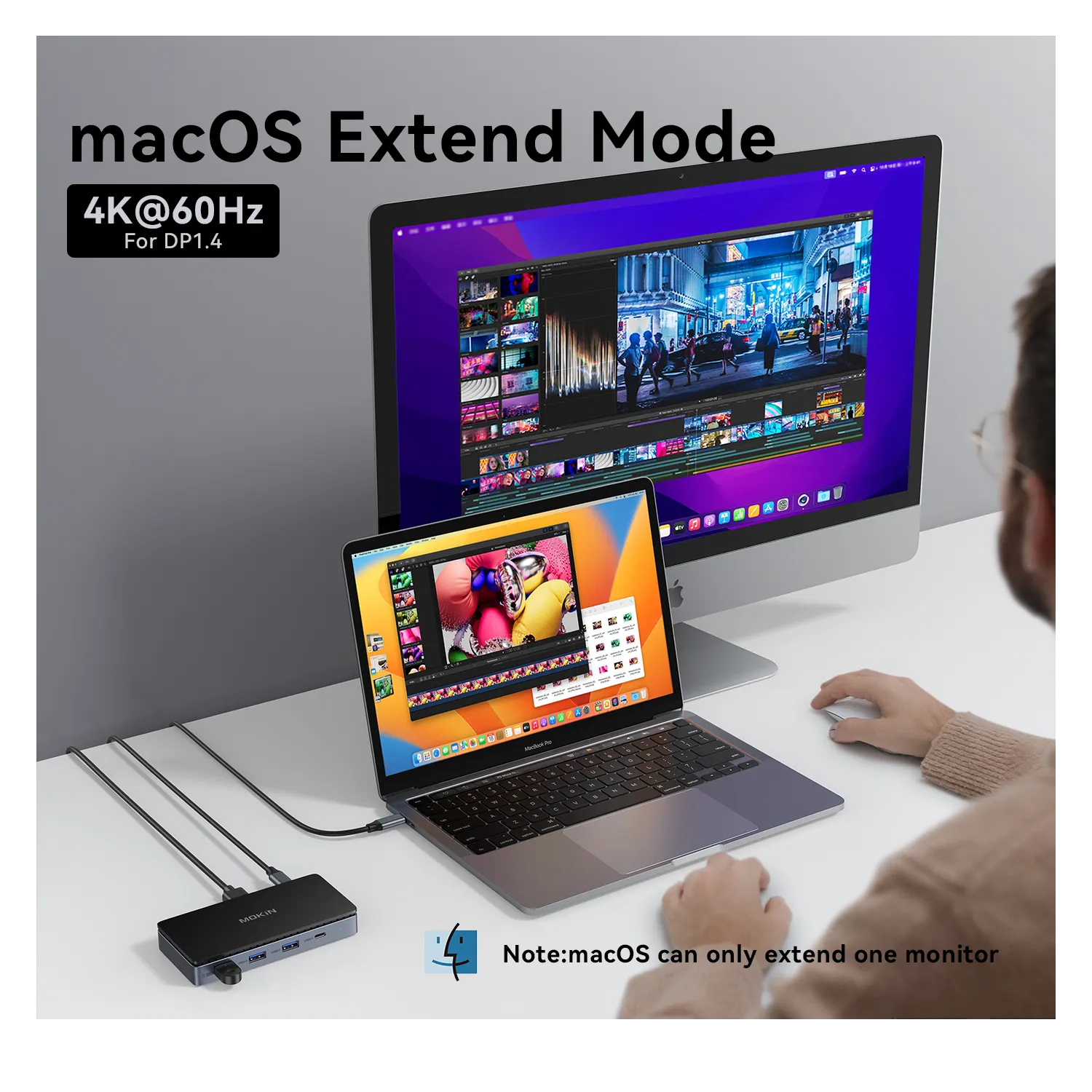 Mokin 8 IN 1 USB C Dock Dual 4K@60Hz DisplayPort