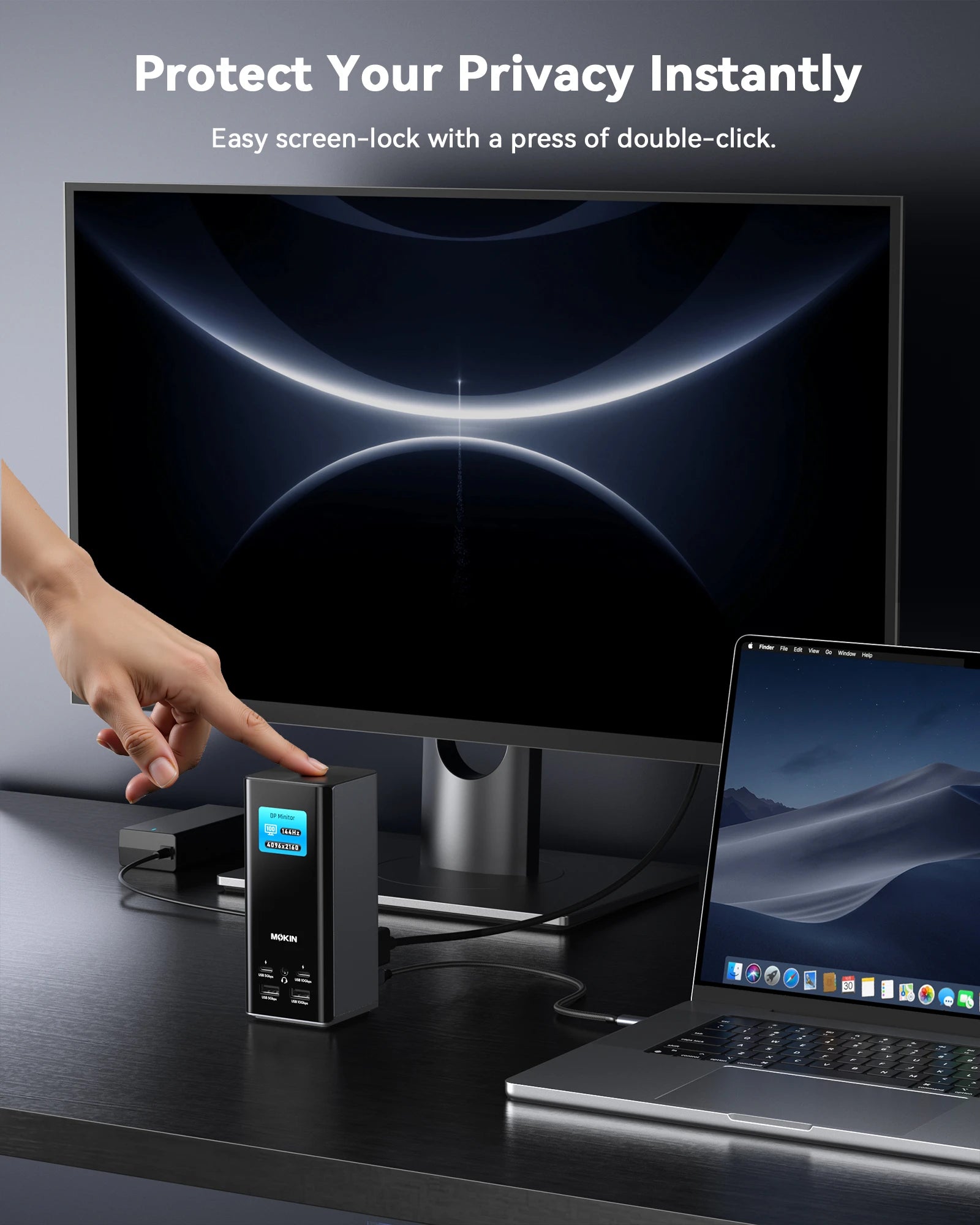 MOKiN 18-in-1 Triple Display Docking Station with Smart LCD for macOS and Windows