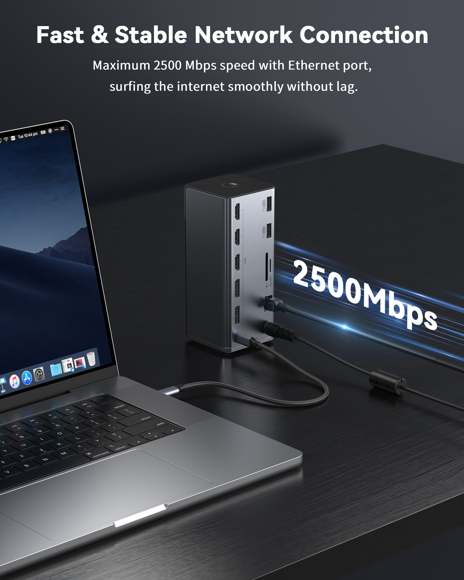 MOKiN 18-in-1 Triple Display Docking Station with Smart LCD for macOS and Windows