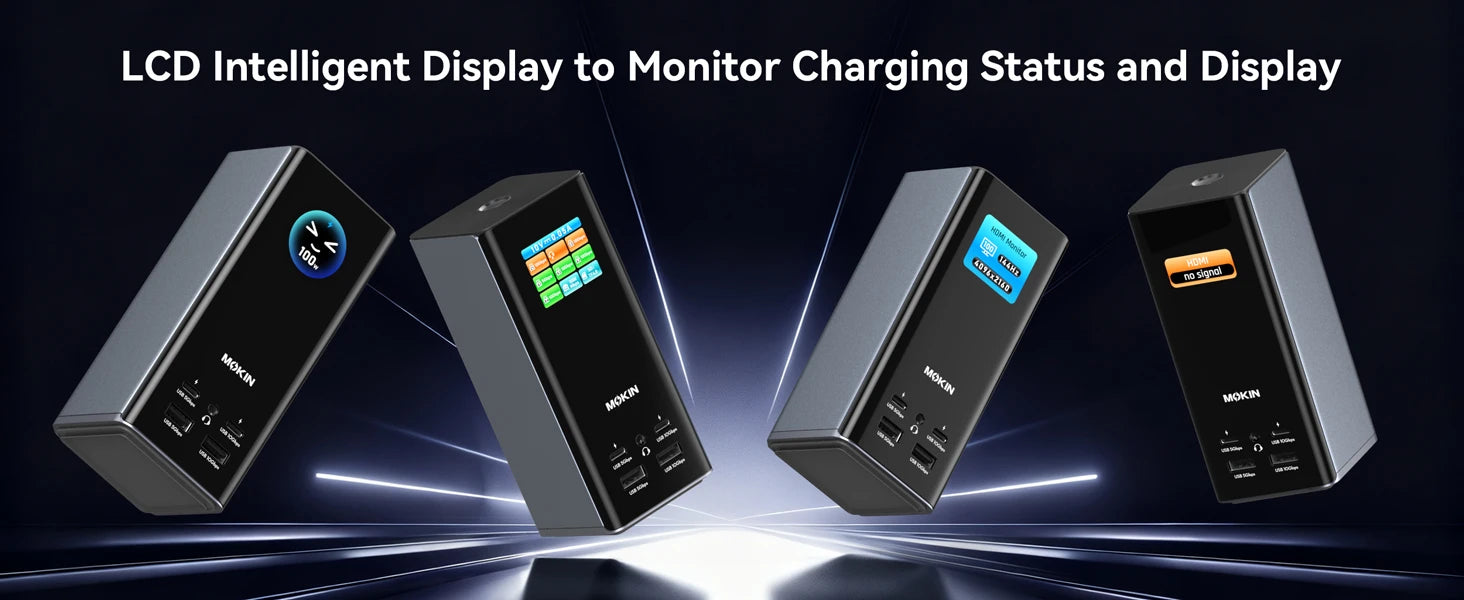 MOKiN 18-in-1 Triple Display Docking Station with Smart LCD for macOS and Windows
