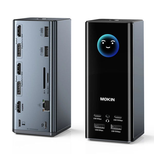 MOKiN USB-C Docking Station for Triple Monitor with LCD Display(17-IN-1)