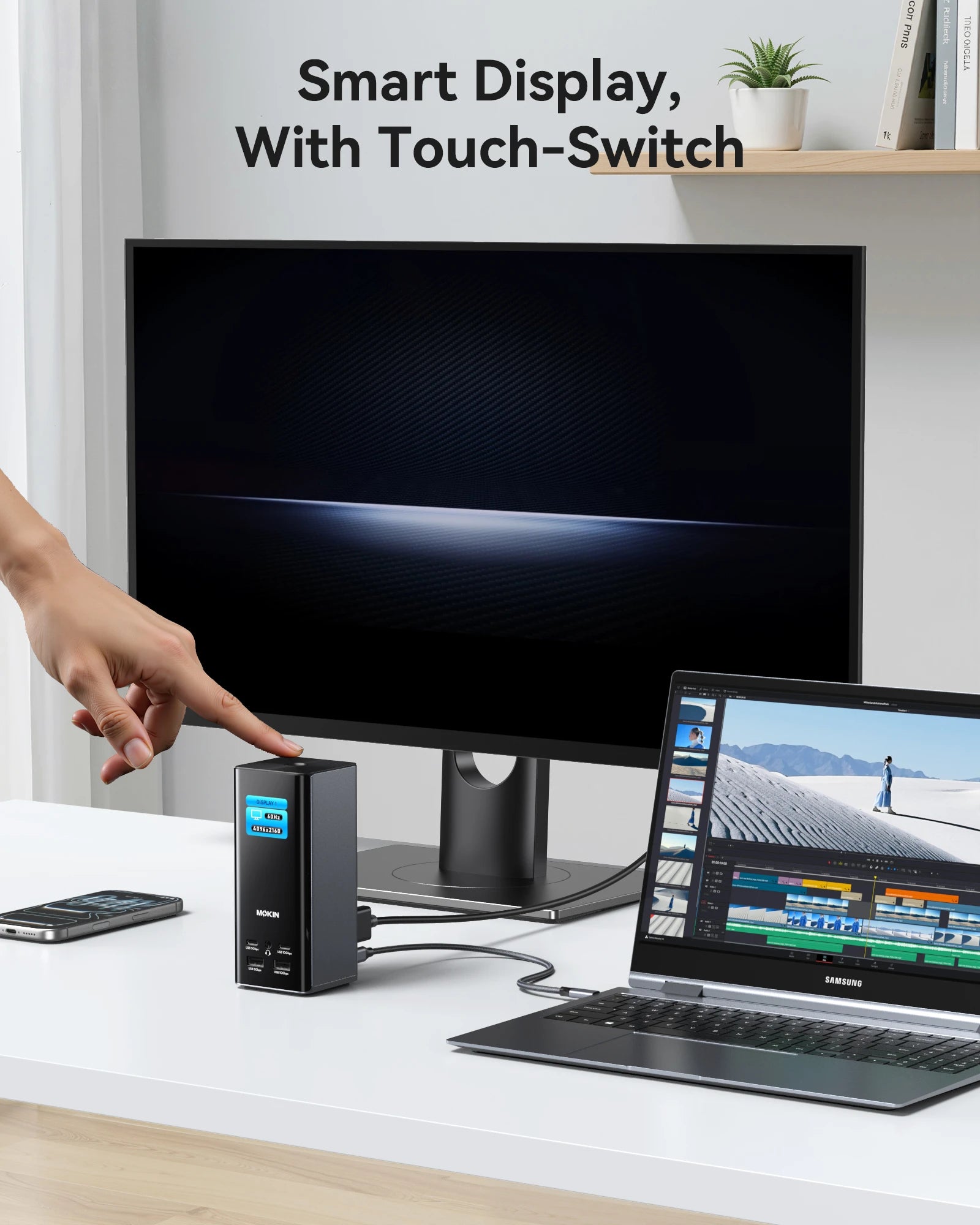 MOKiN USB-C Docking Station for Triple Monitor with LCD Display(17-IN-1)