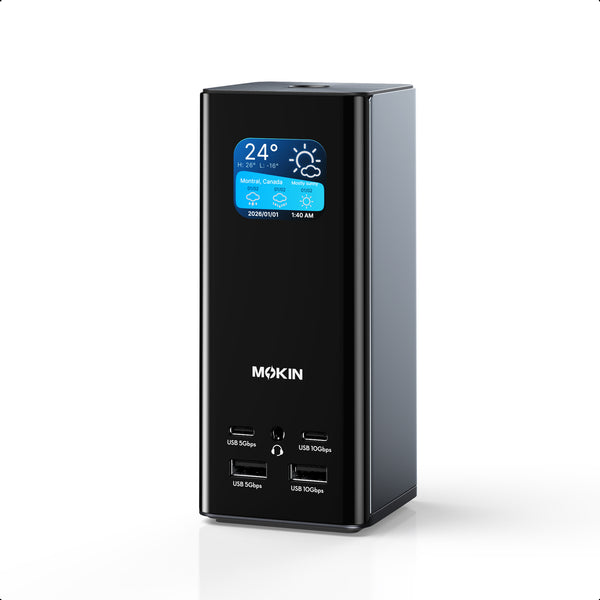 MOKiN 17-in-1 USB-C Docking Station for Triple Monitors with Smart LCD