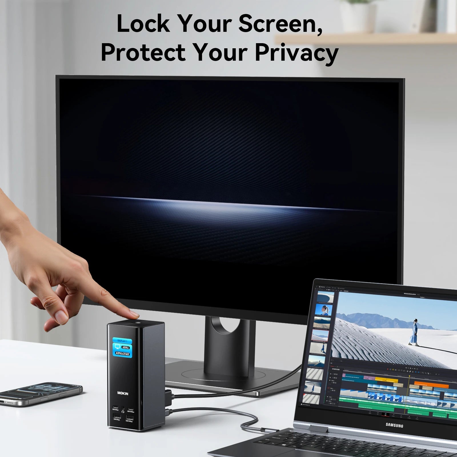 MOKiN 17-in-1 USB-C Docking Station for Triple Monitors with Smart LCD