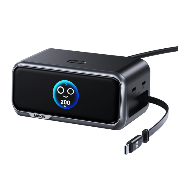 MOKiN 6-Port Charging Station with Retractable Cable for Clean Desks