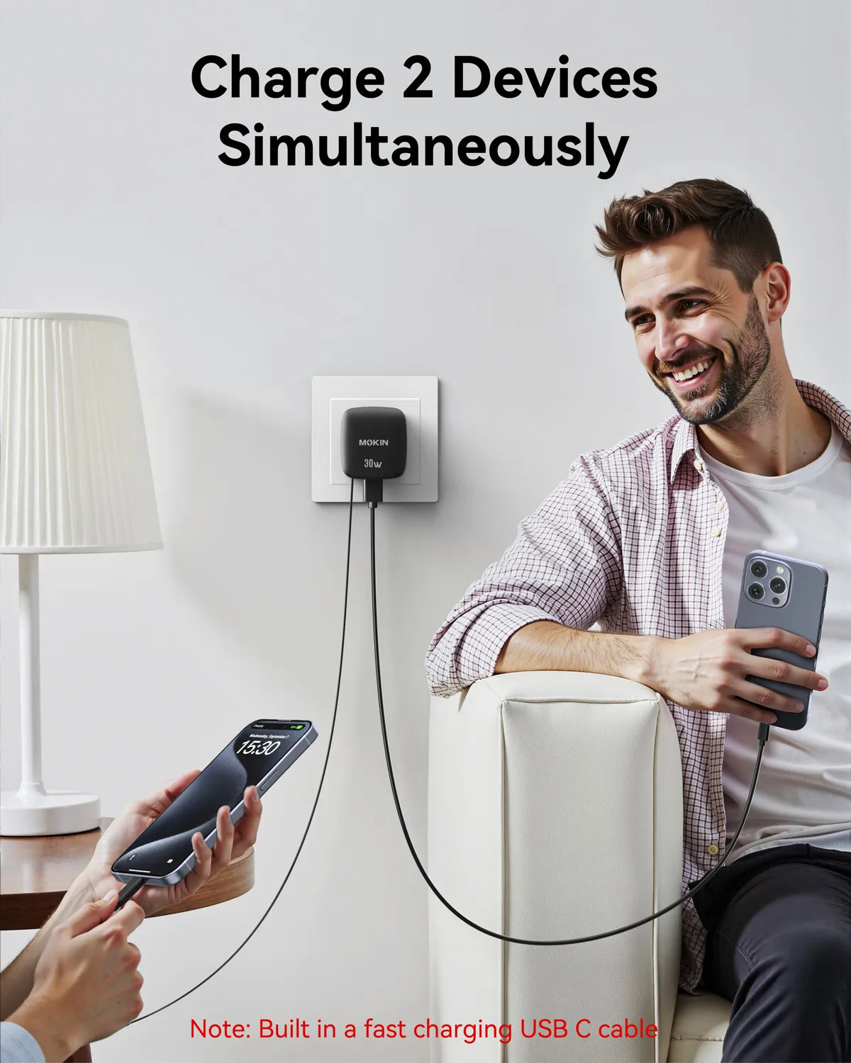 30W Charger Charge 2 Devices at once
