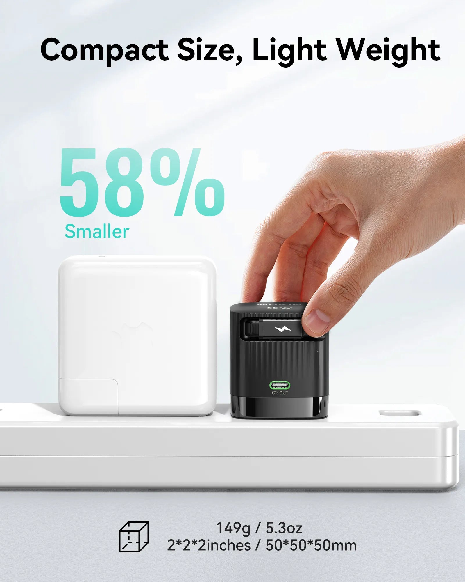 Compact 65W Retractable Wall Charger 