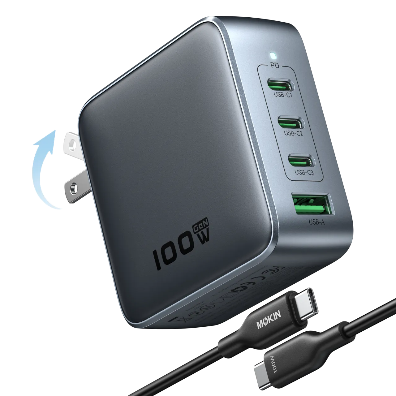 MOKiN 100W GaN Charger for Efficient Charging at Home, Office, and On the Go