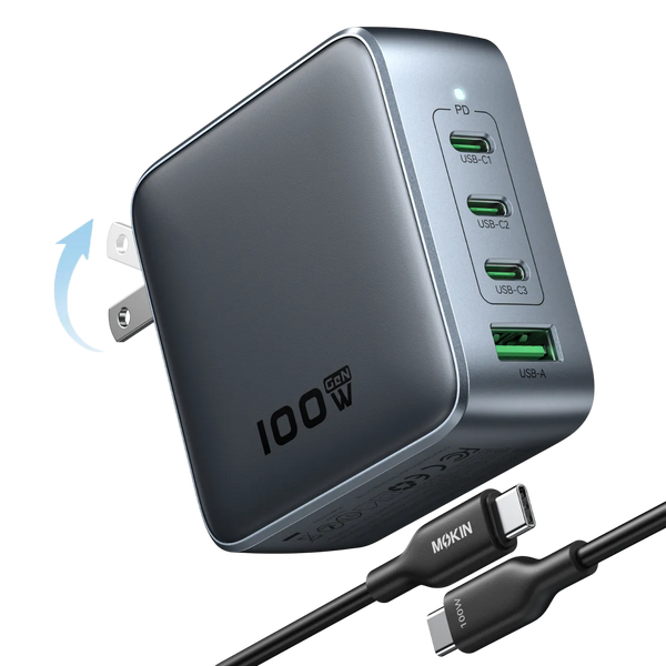 MOKiN 100W GaN Charger for Efficient Charging at Home, Office, and On the Go