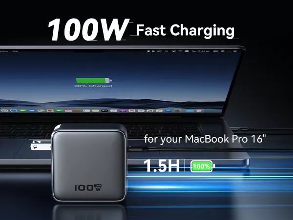 100W Fast Charging -- MacBook Pro 16'' fully charged in 1.5 hours