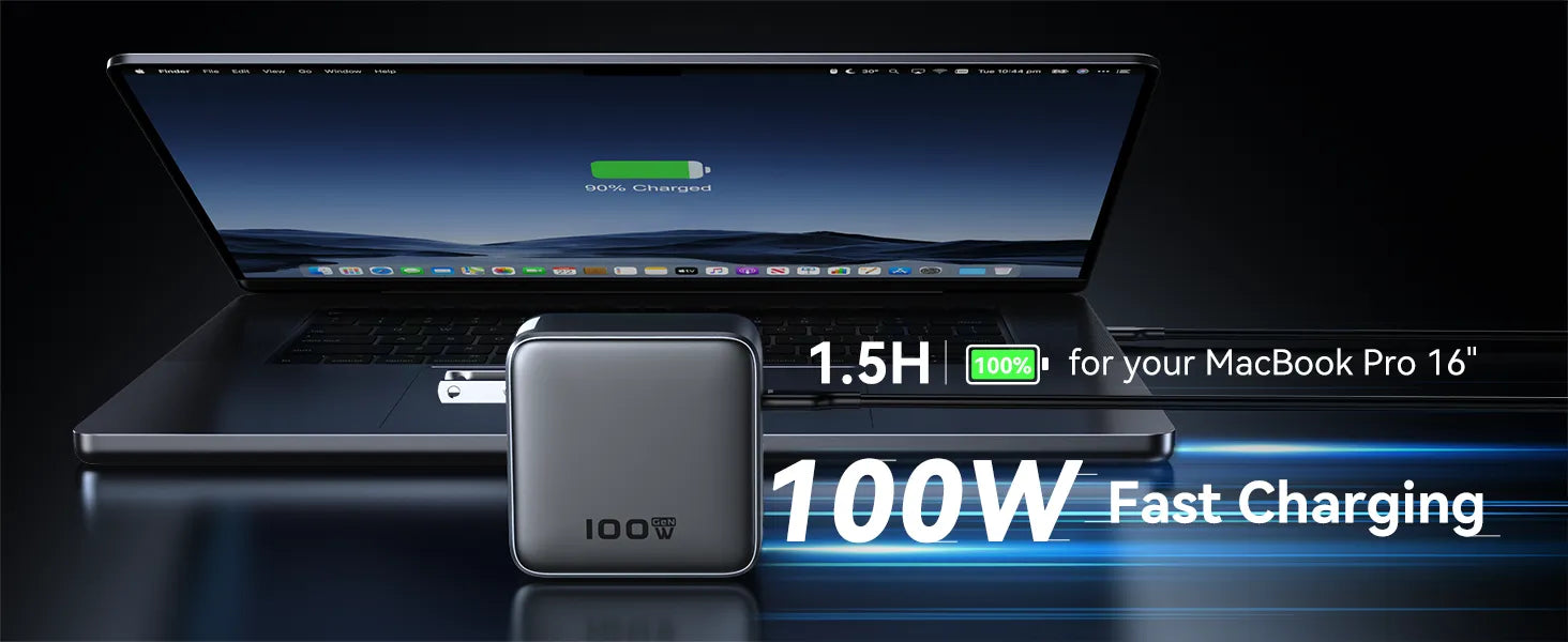 100W Fast Charging -- MacBook Pro 16'' fully charged in 1.5 hours