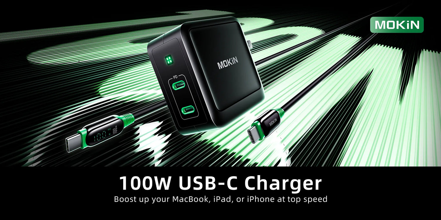 Mokin 100w 4-port usb-c gan fast wall charger