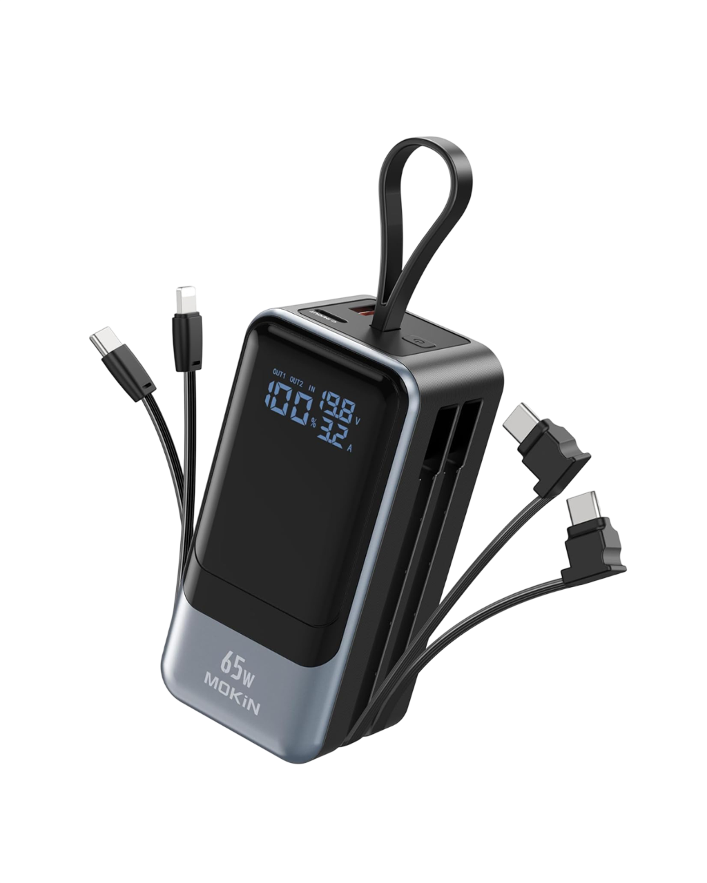 65W Charging Power Bank with Built-in 2 Cable | 18400mAh