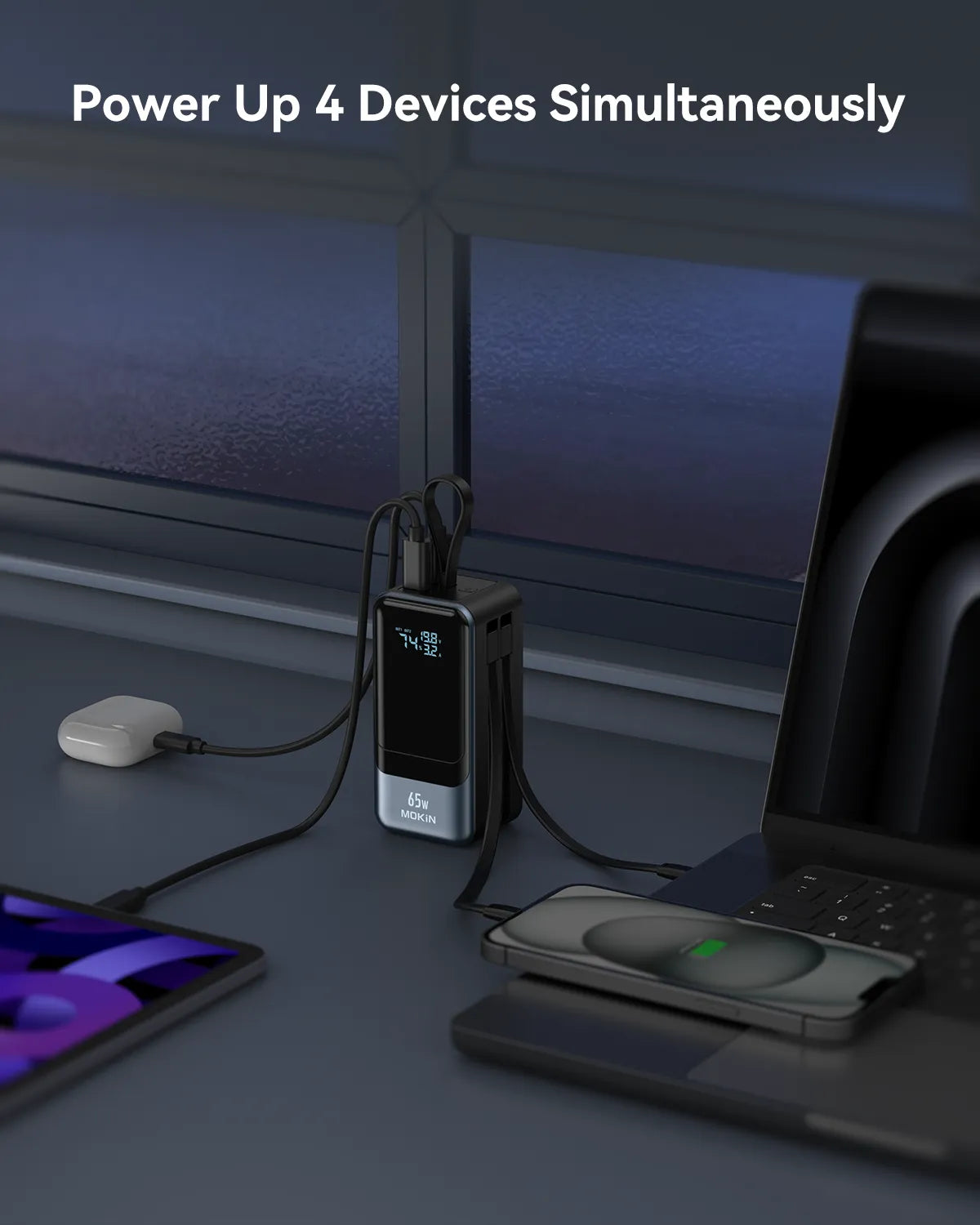 Mokin 65W power bank - Power up 4 devices simultaneously