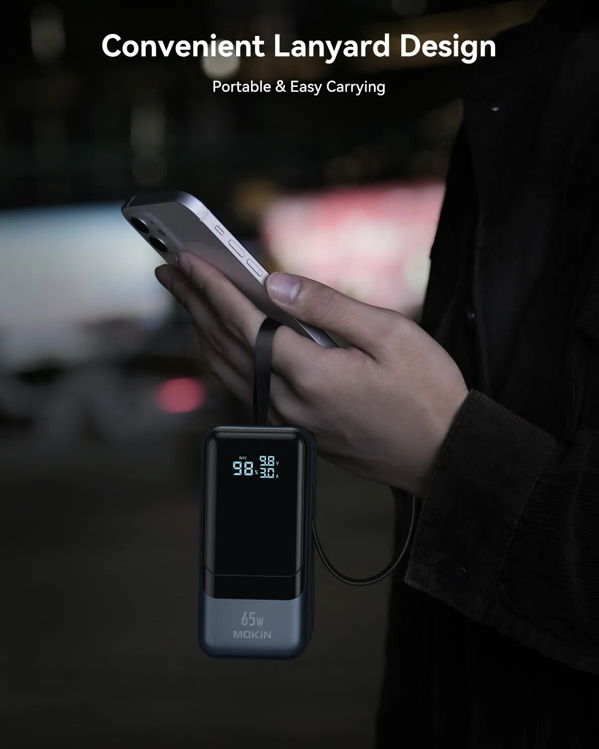 Mokin Power Bank convenient lanyard design