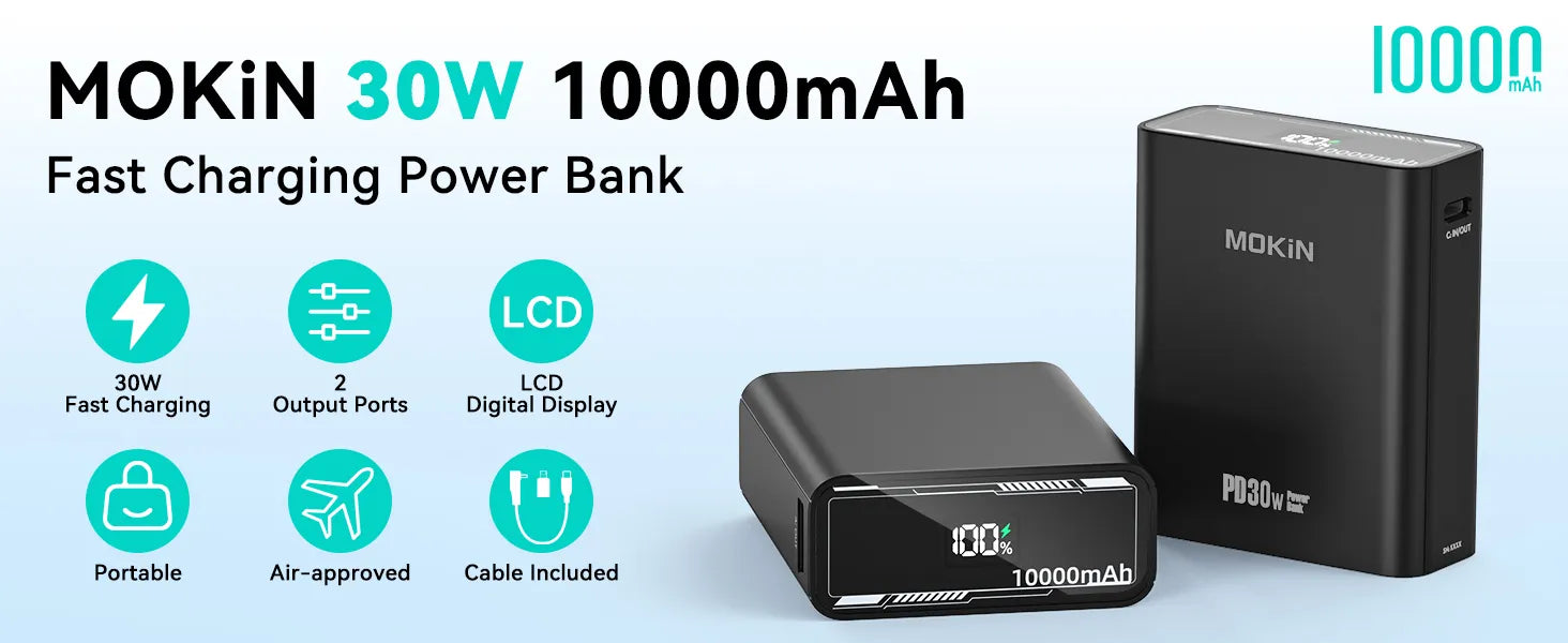 MOKiN Portable 30W Fast Charing Power Bank