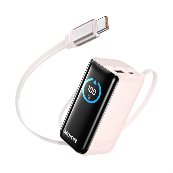 MOKiN 45W 10000mAh Portable Charger with Retractable Cable for Power On the Go