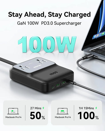 MOKiN 100W USB-C GaN Charging Station - 6 Ports Desktop Charger