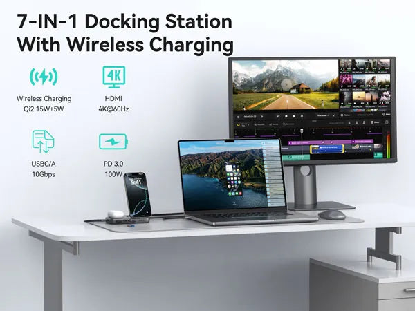 MOKiN 7-IN-1 USB C Docking Station with Wireless Charging