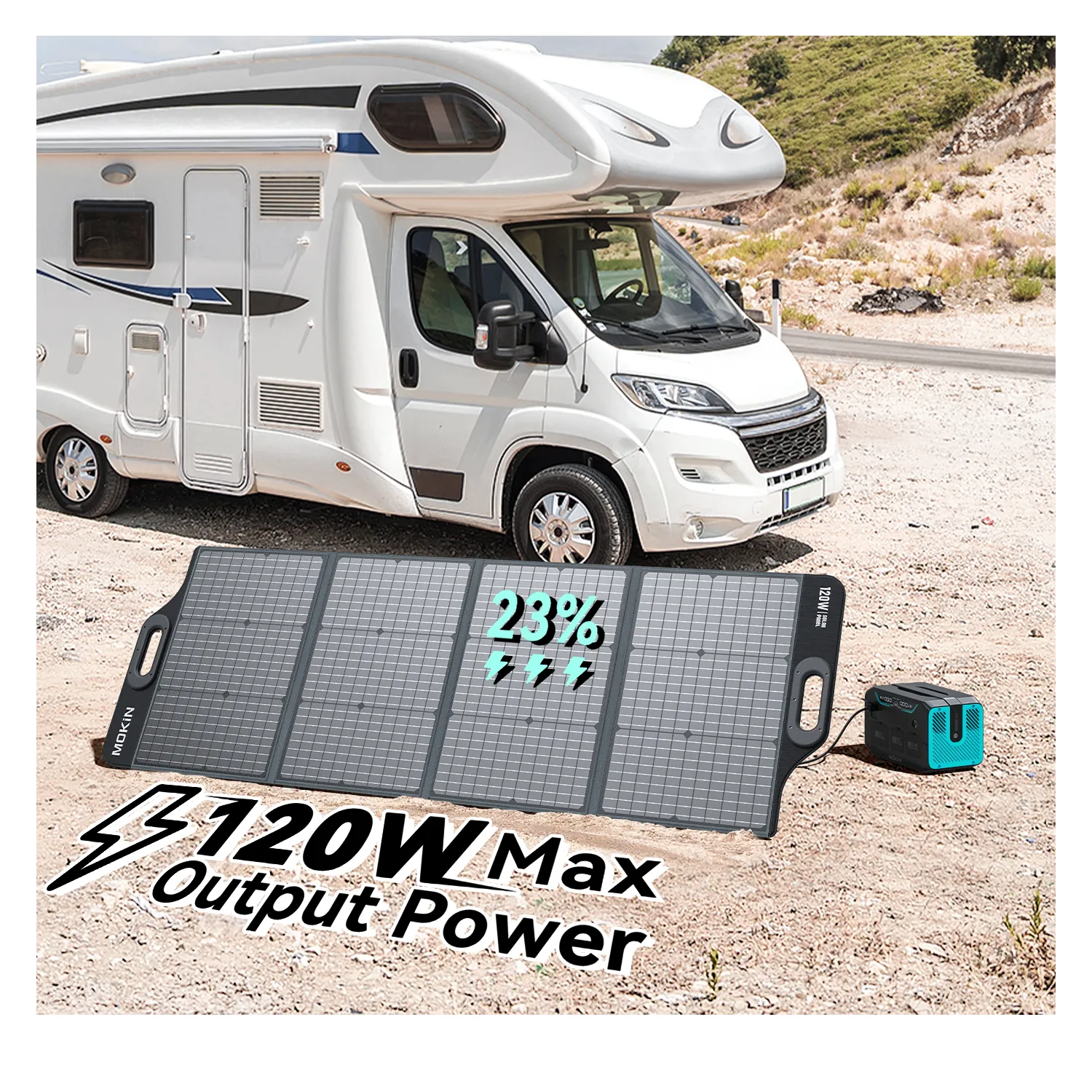 Mokin 120W Foldable Solar Panel with Adjustable Kickstand