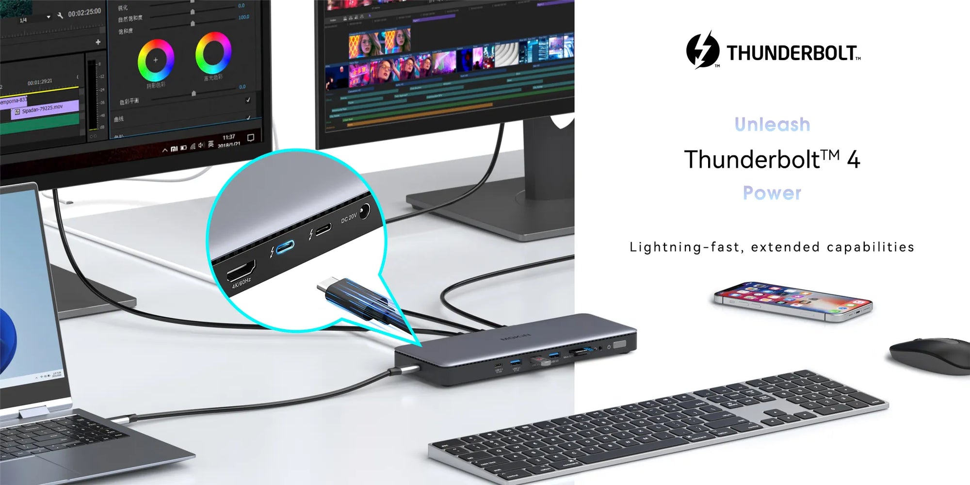 Mokin 15-IN-1 Thunderbolt 4 Adapter with Triple Monitor Dock
