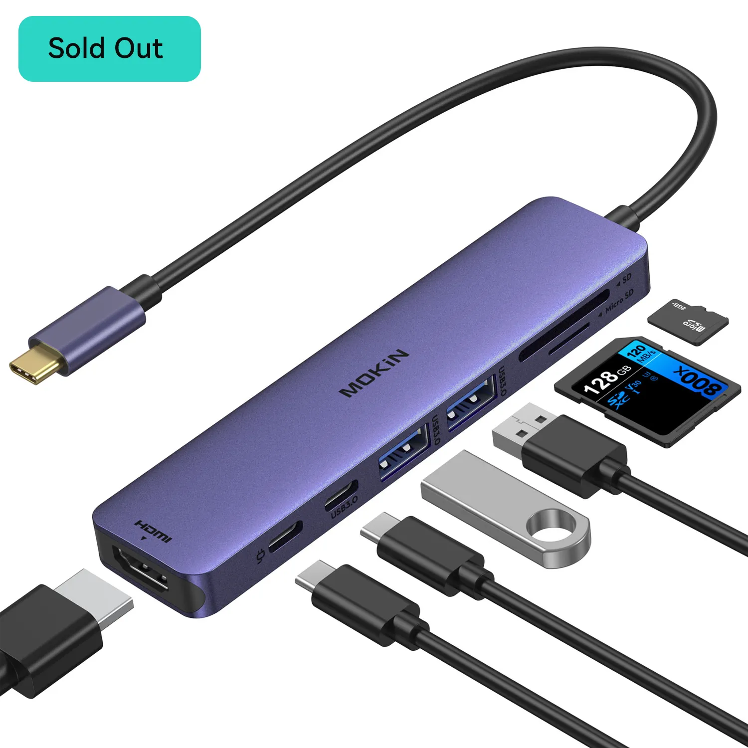 中古 MOKIN ドッグ USB-C HDMI MODK705 MOKiN 7 in 1 USB C Dongle