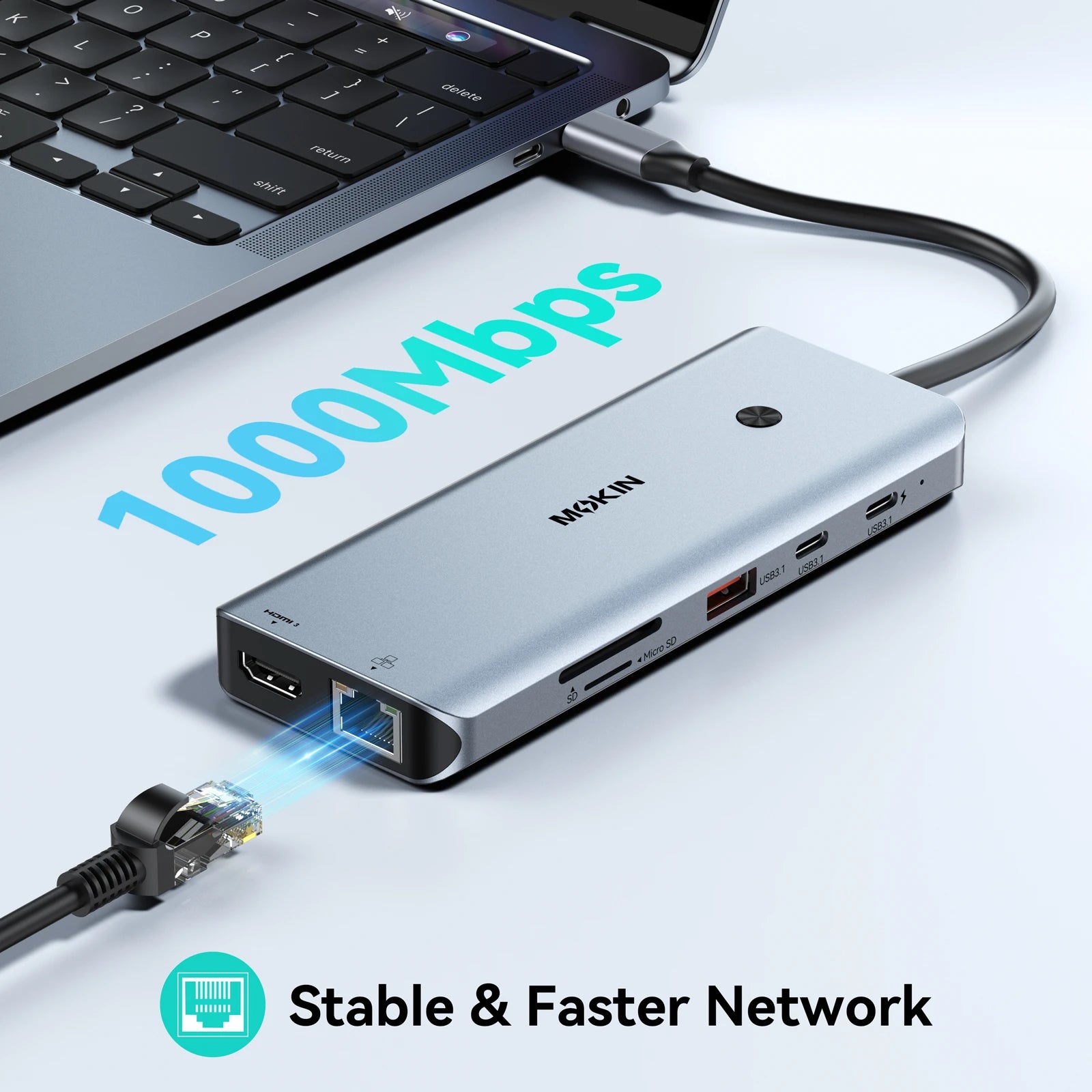 MOKiN 12-in-1 USB-C Docking Station with Screen Control Button