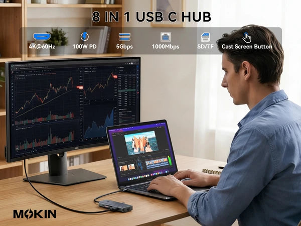 MOKiN 8 in 1 USB C Adapter with 100W PD and HDMI