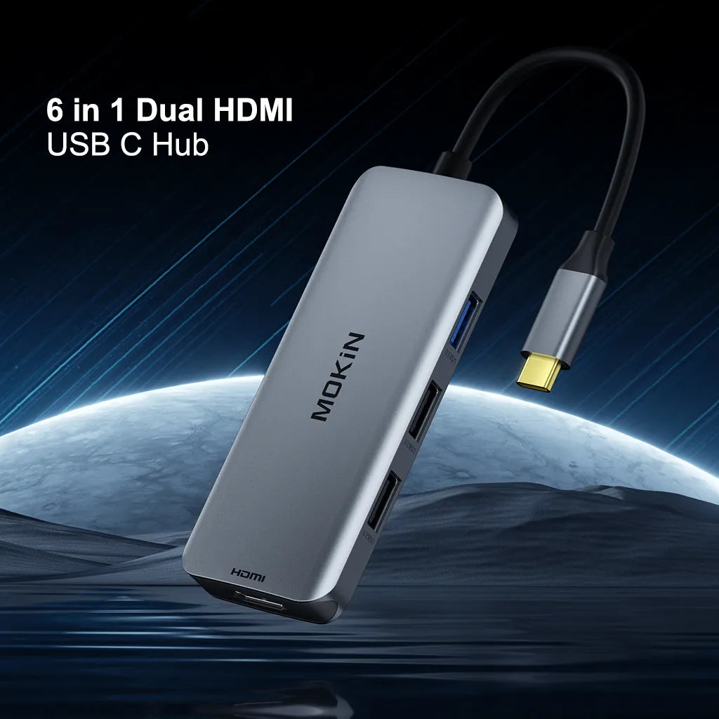 MOKiN USB C Hub Dual HDMI, Adaptateur USB-C vers Double HDMI, USB