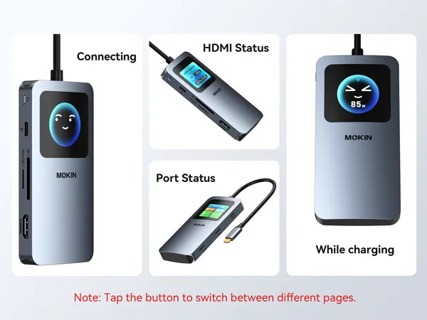MOKiN 7-in-1 USB C Hub with Smart LED Display & PD 100W