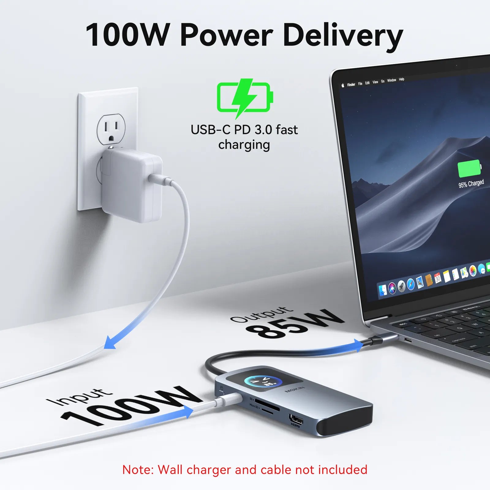 MOKiN 7-in-1 USB C Hub with Smart LED Display & PD 100W