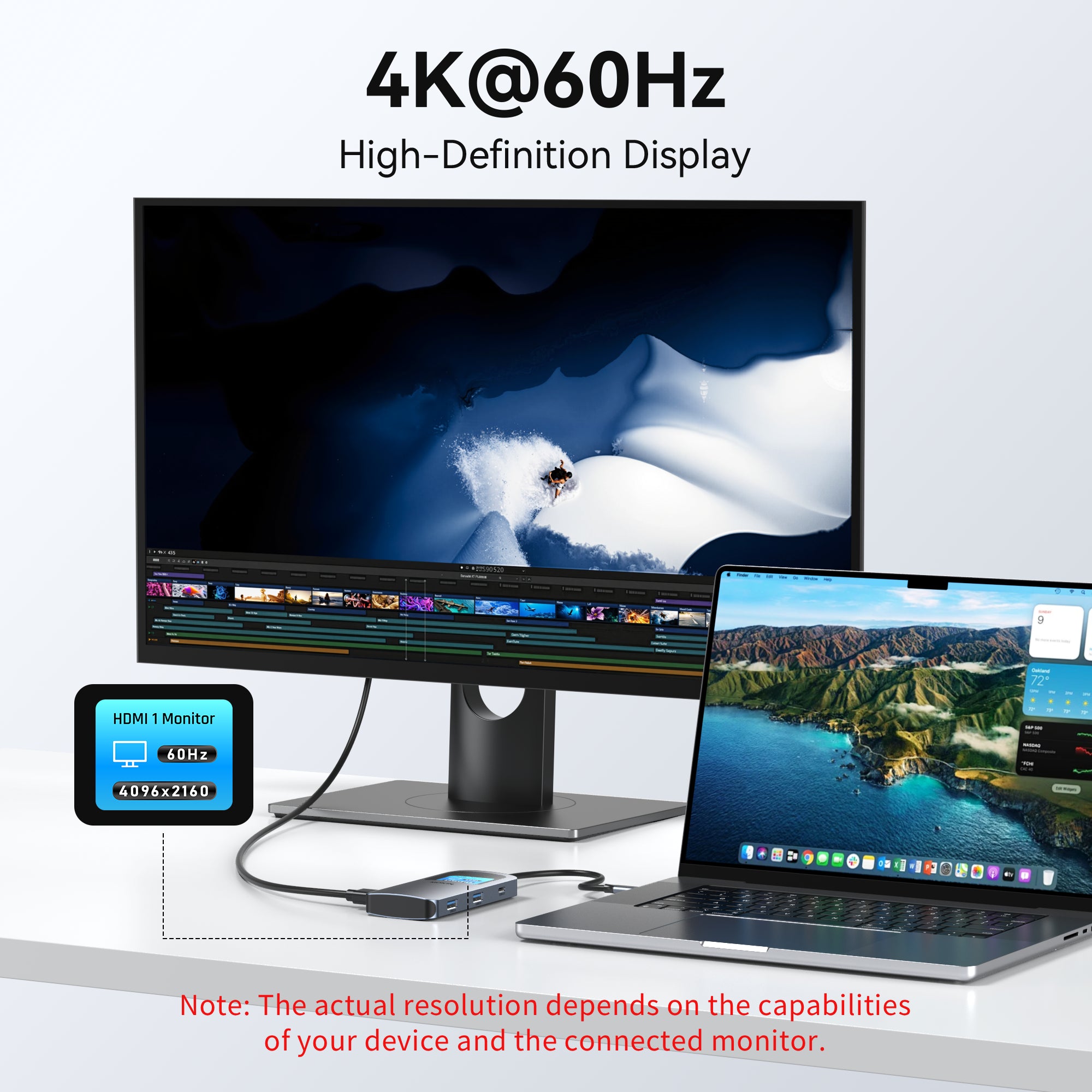 MOKiN 7-in-1 USB C Hub with Smart LED Display & PD 100W