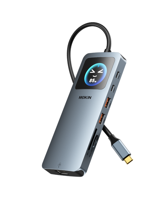 MOKiN 12-IN-1 USB-C Docking Station with Dual Displays & LCD Screen