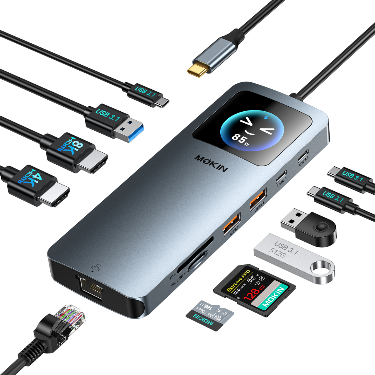 MOKiN 12-in-1 LED USB-C Docking Station for Dual Displays