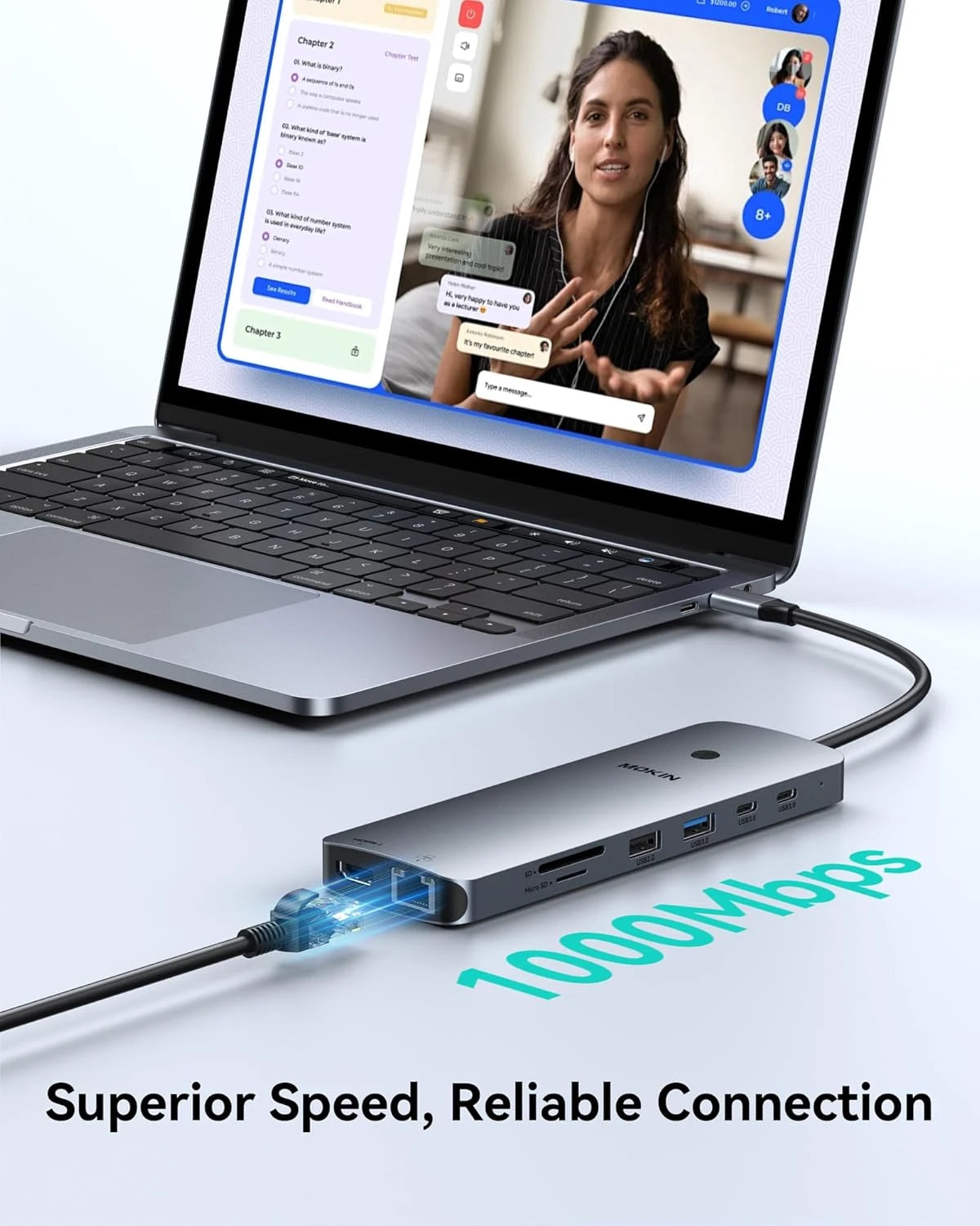 MOKiN 14-in-1 USB-C docking station with multiple ports for triple monitor setup