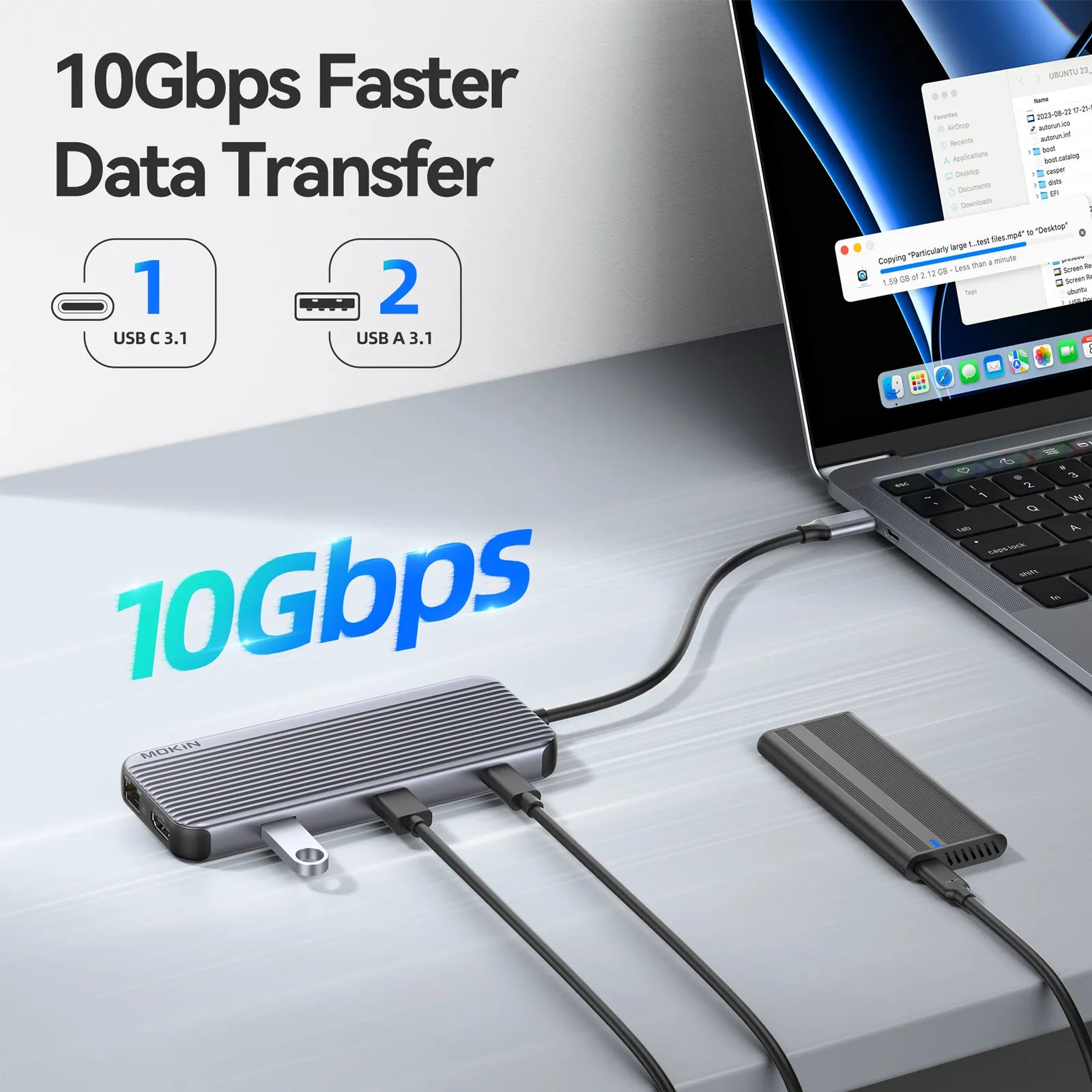 MOKiN 9 IN 1 USB C Hub Multiport Adapter Triple Display