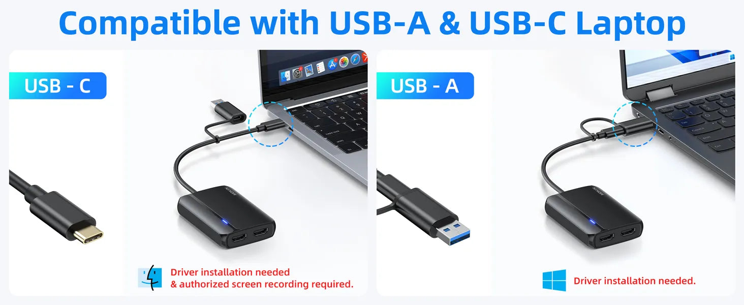 MOKiN USB 3.0 to Dual HDMI Adapter for Dual Monitors