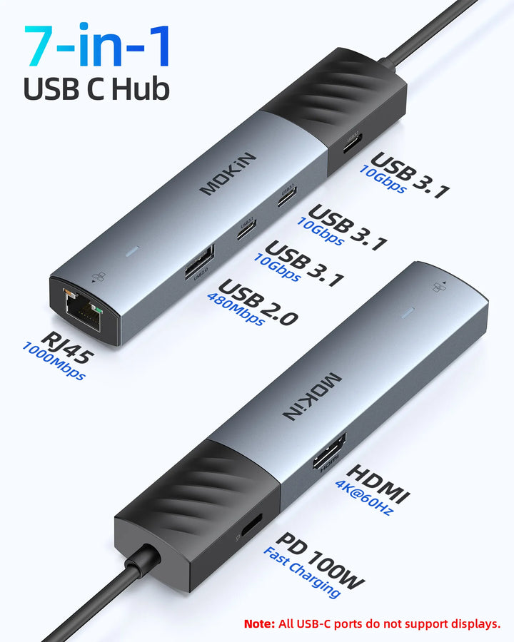 Mokin 7 IN 1 10Gbps Compact USB C Hub Adapter