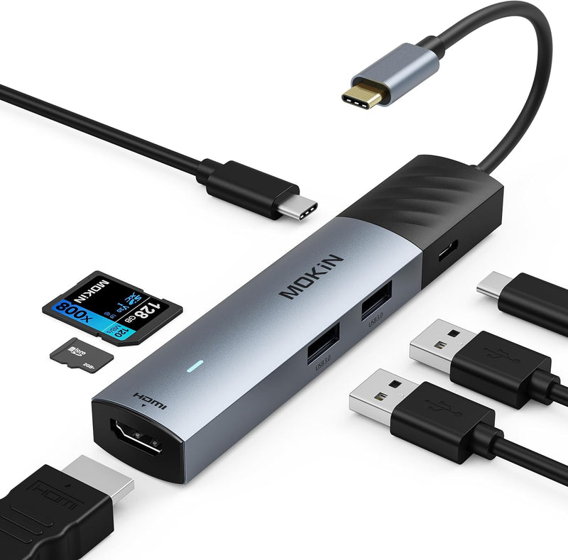 MOKiN 7-in-1 USB-C hub with HDMI, USB-A, USB-C, SD and microSD ports