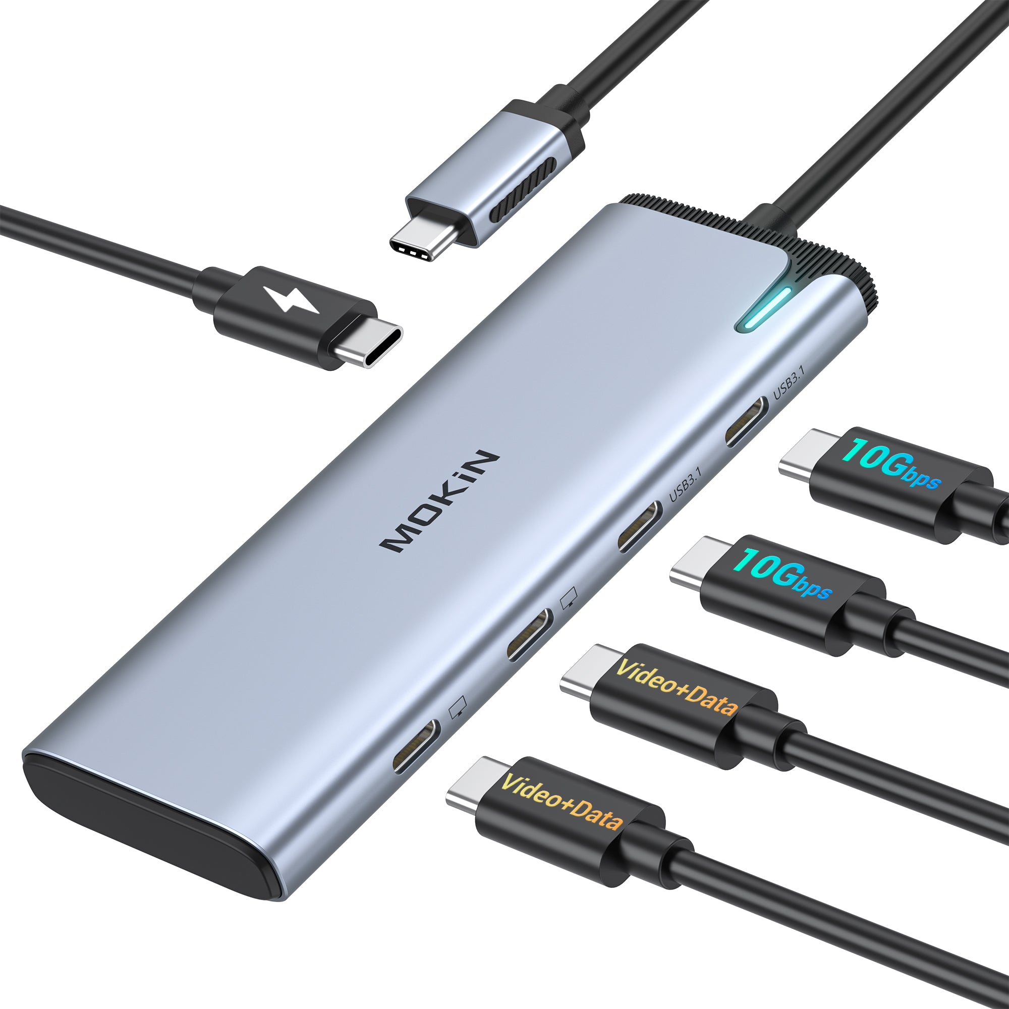 MOKiN 5 IN 1 USB C to USB C Hub Dual Monitor for Laptop