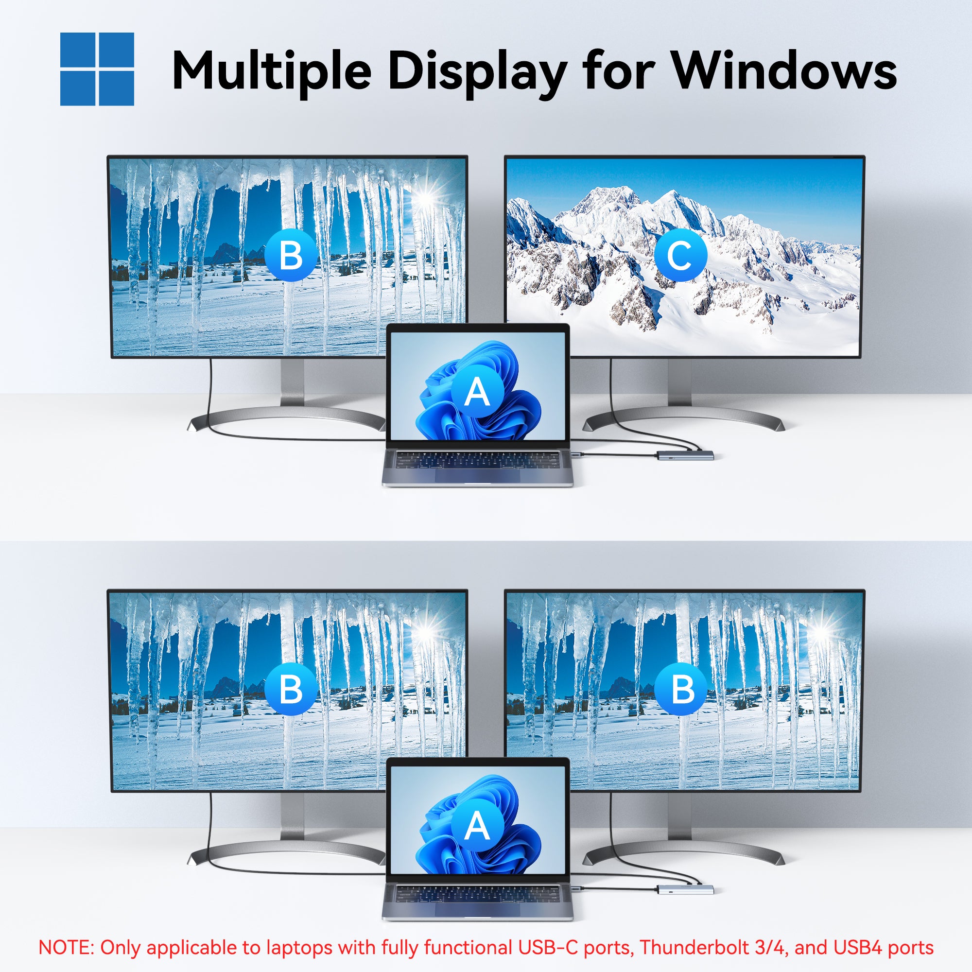 MOKiN USB C Hub with Multiple Display for Windows