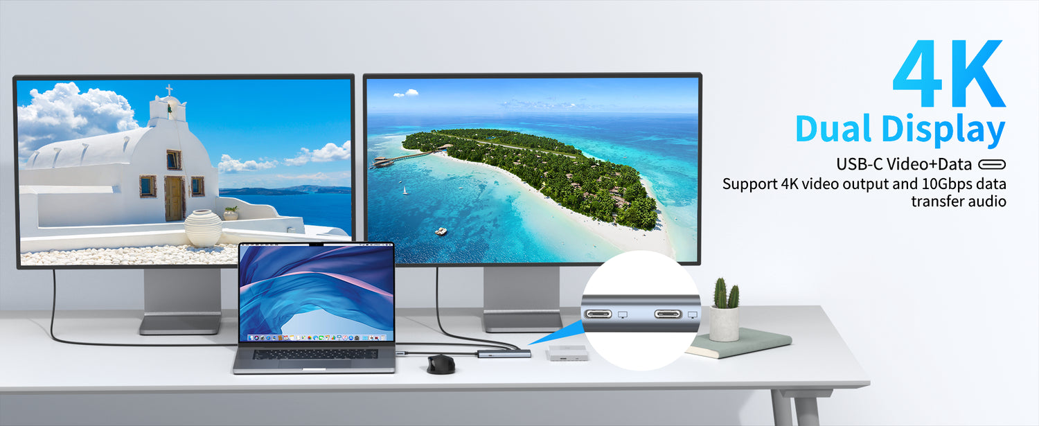 MOKiN  5-in-1  USB-C to USB-C Hub Dual Monitor for Laptop