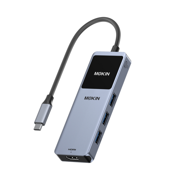 MOKiN 6-in-1 USB-C Hub for MacBook Adapter with Smart LCD Screen
